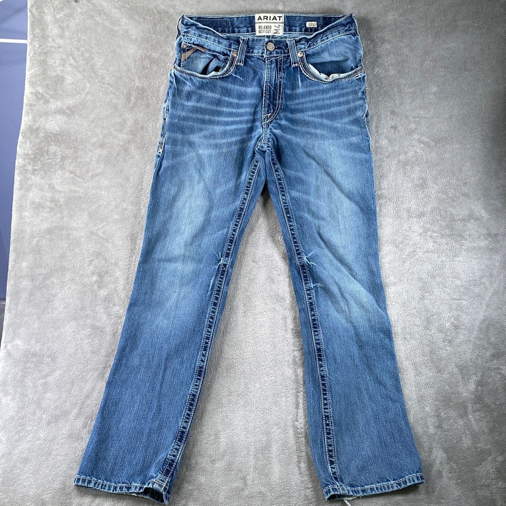 Ariat M4 Relaxed Boot Cut Jeans Mens 31x34 Blue Denim Low Rise Western